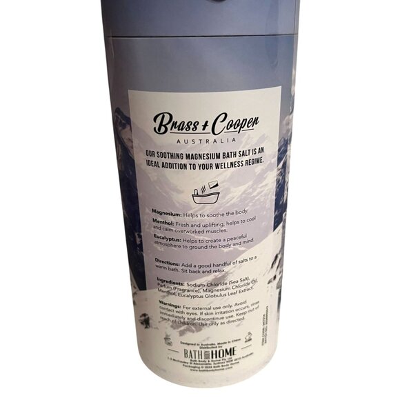 Brass & Cooper Australia Soothing Magnesium Soaking Bath Salts Menthol & Eucalyp - Picture 3 of 3